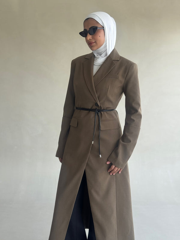 Black Belted Long BlazerX