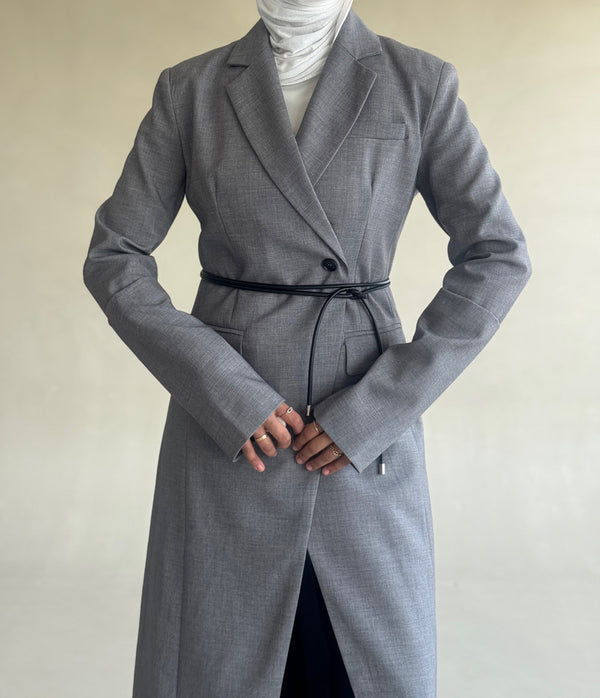 Black Belted Long BlazerX