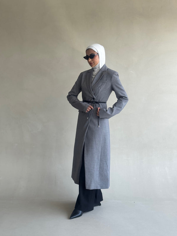 Black Belted Long BlazerX