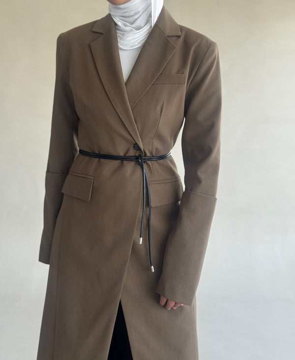 Black Belted Long BlazerX