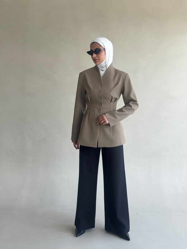 6 Buttons Blazer Waist Pleated