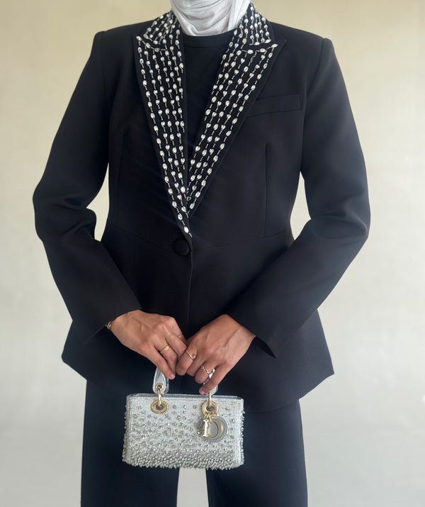 Rhinestone-Collar Blazer