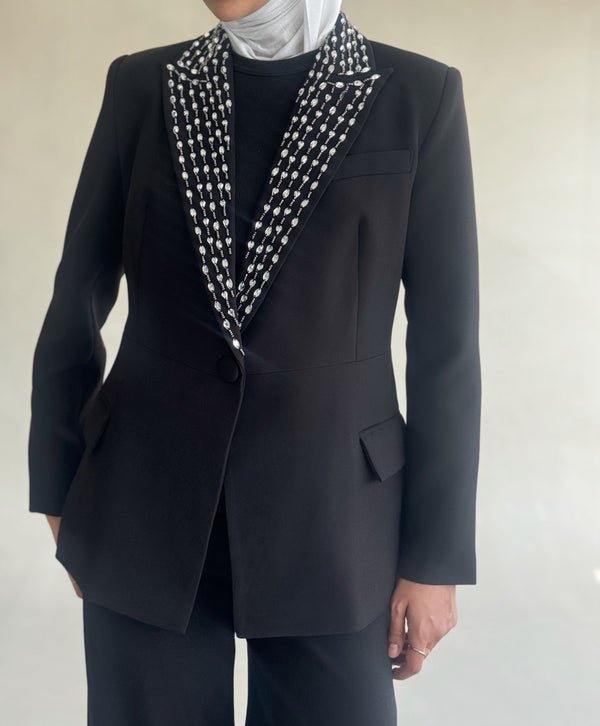 Rhinestone-Collar Blazer