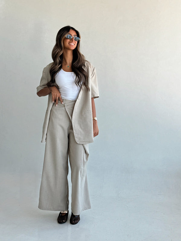 V-neck Single Breasted Blazer+Skirt 2PC Set ملابس مجموعات كاملة