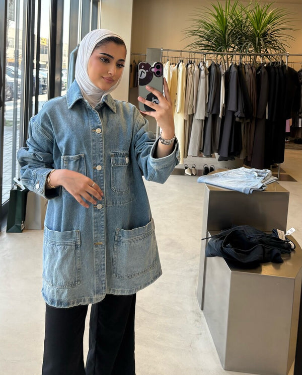 Denim 6 Buttons  Jacket  w/ Pockets