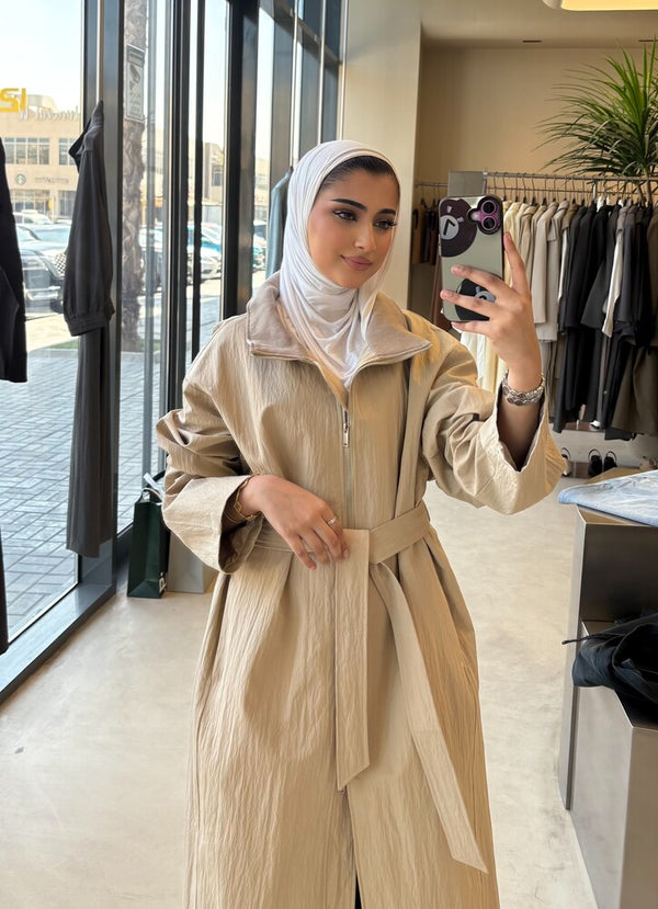 Zippered Midi Belted Jacket