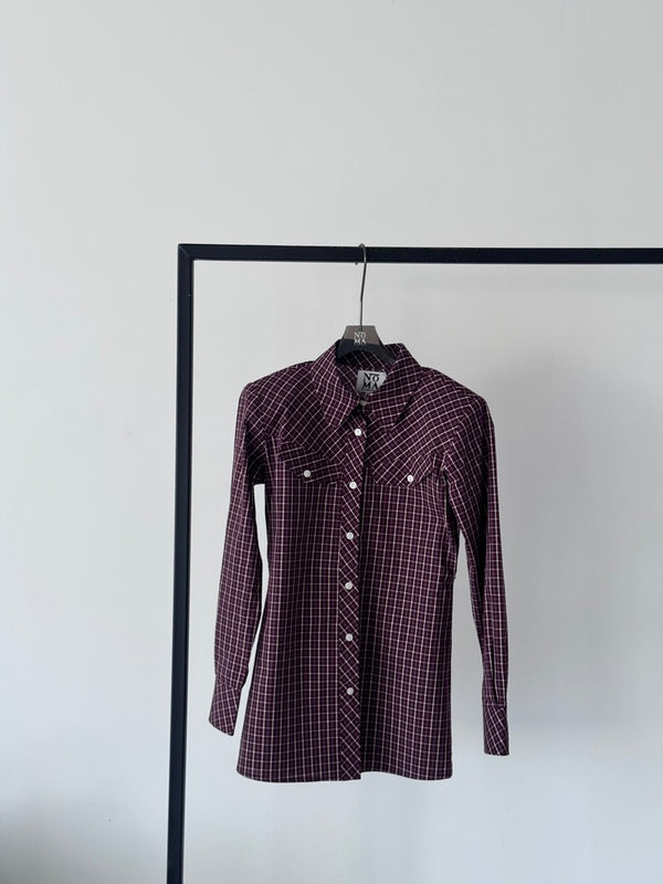 Side Buttoned Plaid Shirt