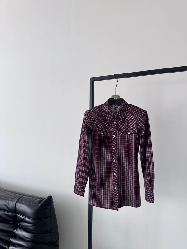 Side Buttoned Plaid Shirt