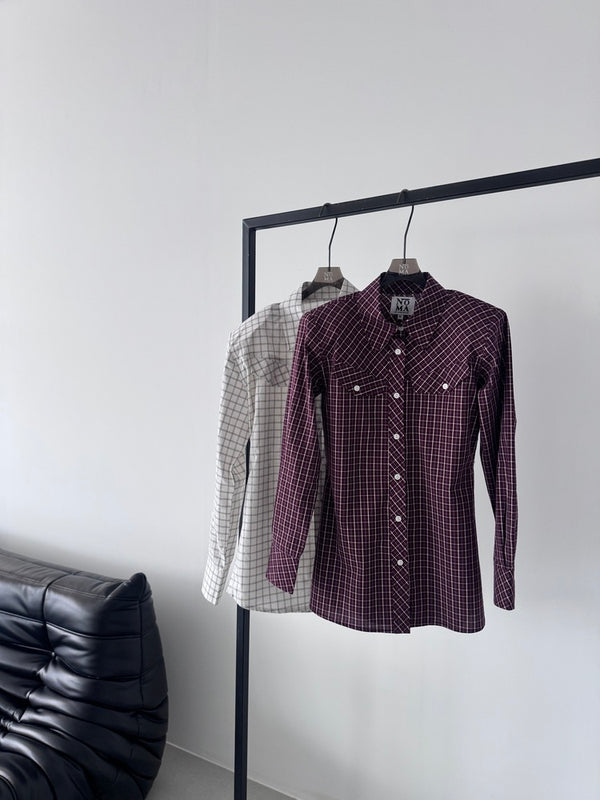Side Buttoned Plaid Shirt