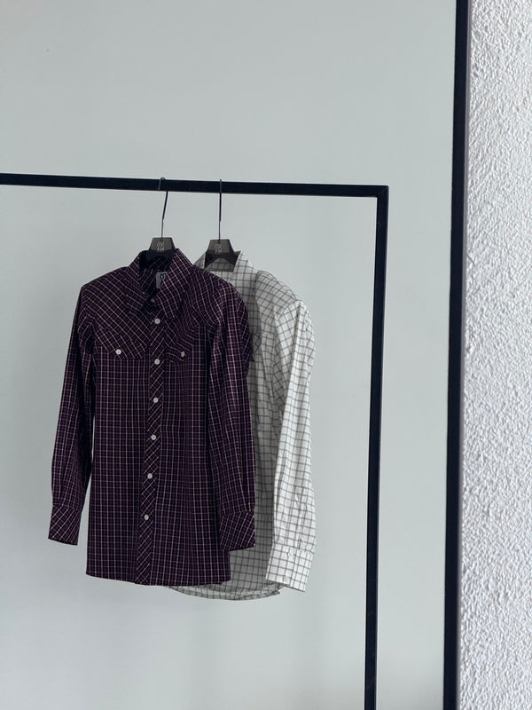 Side Buttoned Plaid Shirt