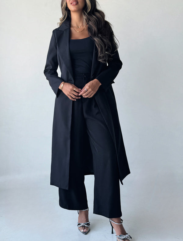 Single Breasted Solid Color Trench Coat بليزر