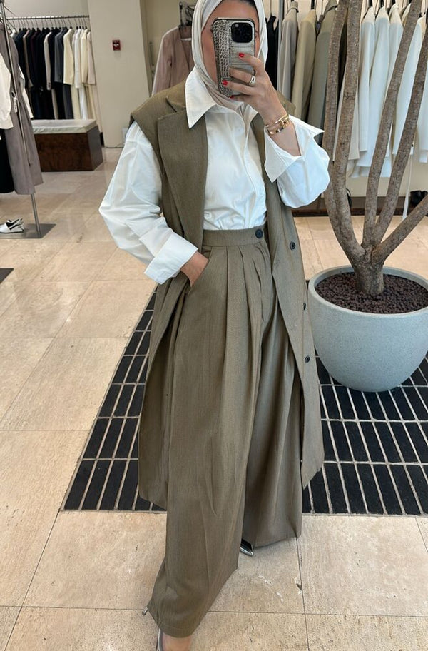 Non-sleeved  Trench w/ Shirt 3PC set