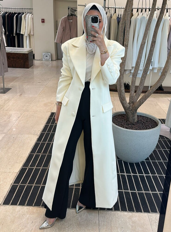 Wide Collared Long Coat