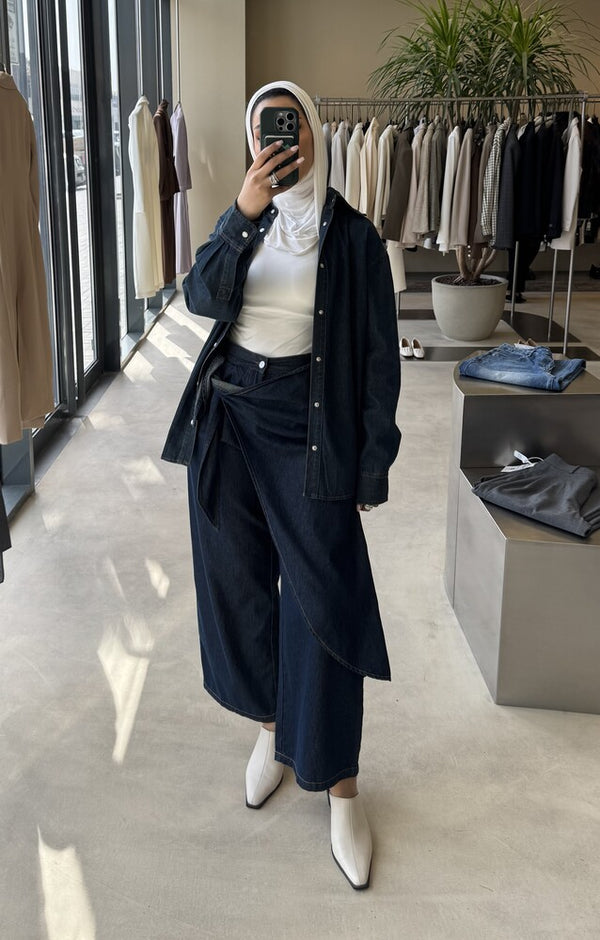 Wrap-tie Soft Denim Set