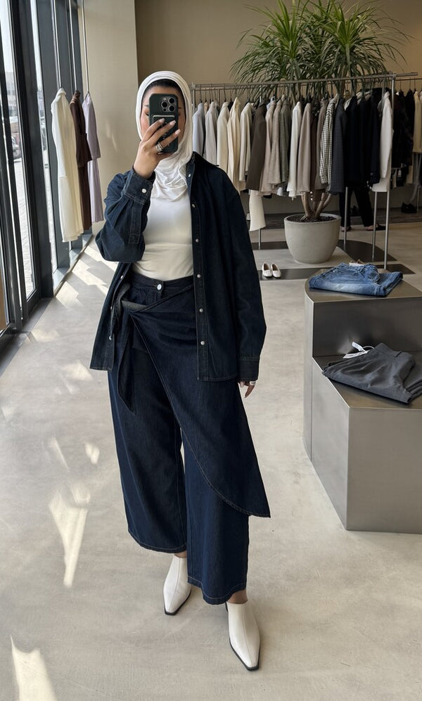 Wrap-tie Soft Denim Set