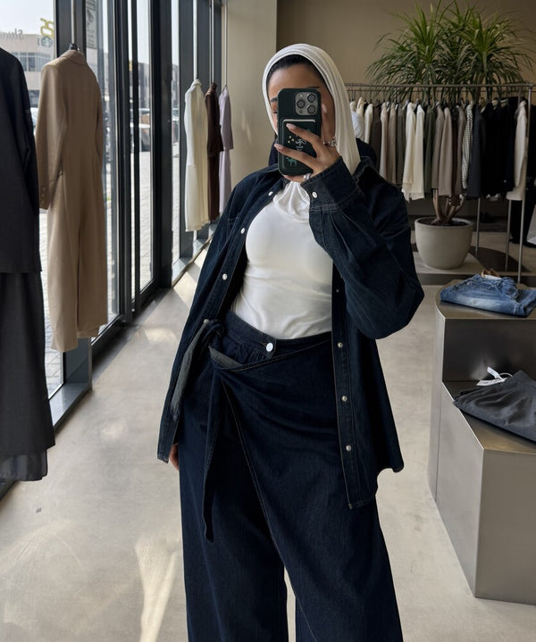 Wrap-tie Soft Denim Set