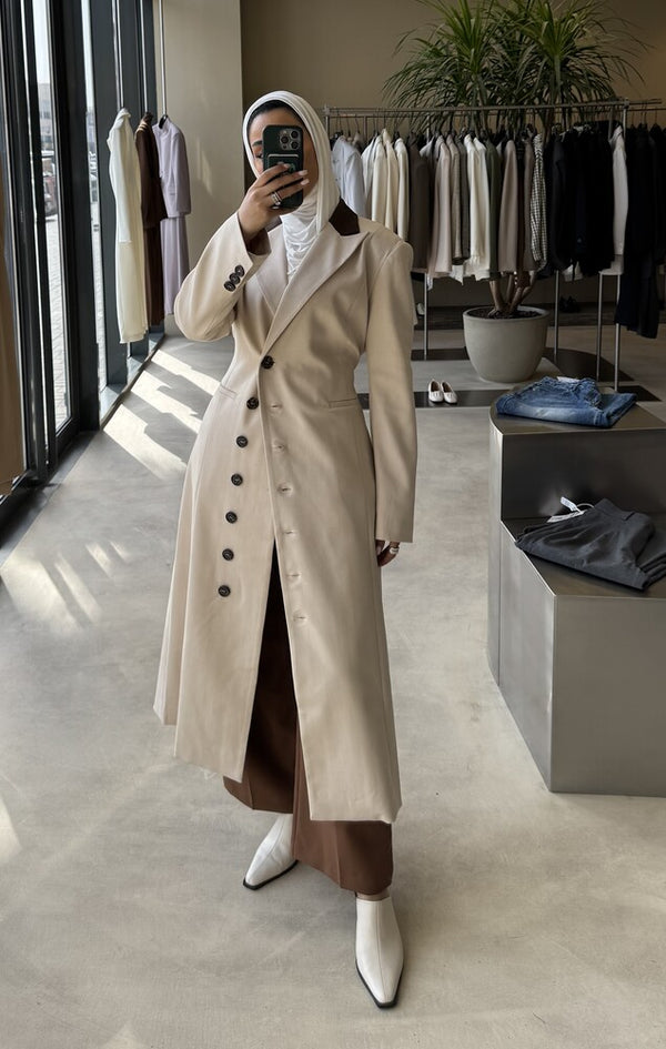 Brown Collared Long Blazer