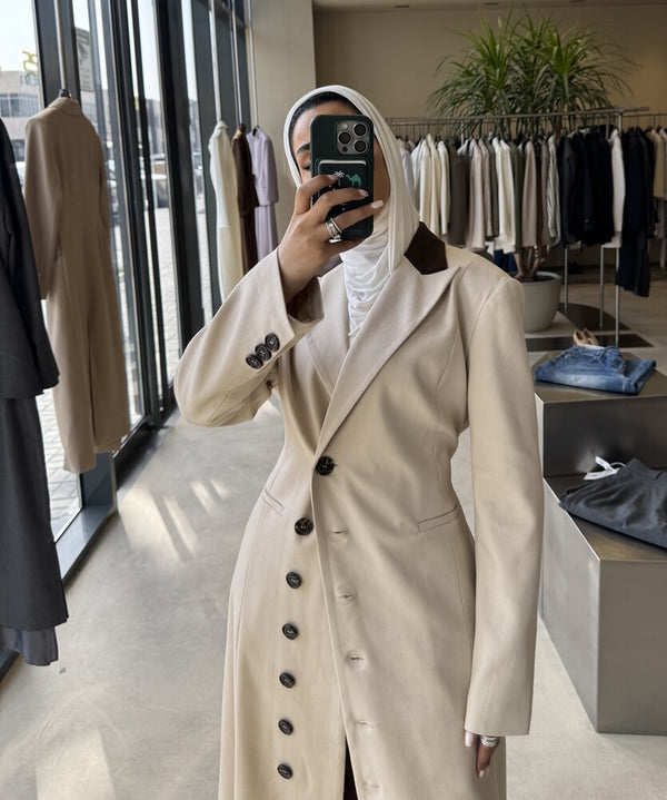 Brown Collared Long Blazer