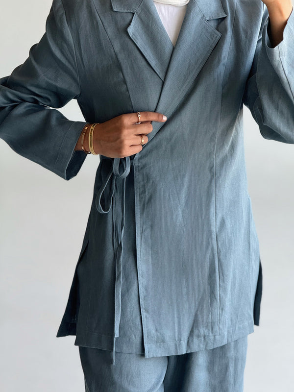 Side Lace Up Blazer Suit 2PC Set