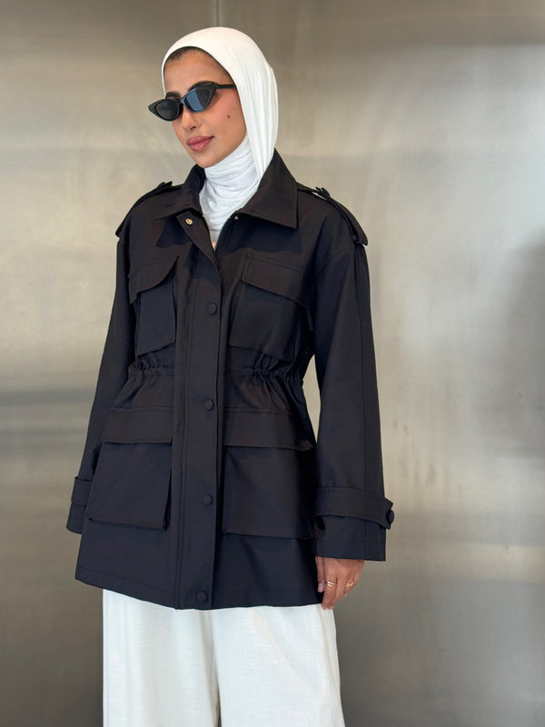 Belted Cuffs Multipocket Jacket