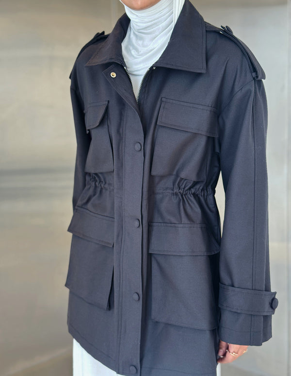 Belted Cuffs Multipocket Jacket