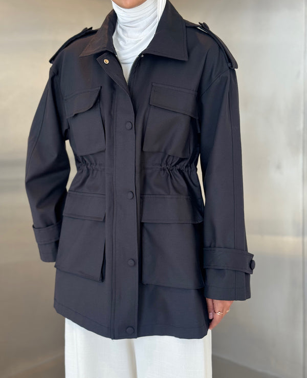 Belted Cuffs Multipocket Jacket