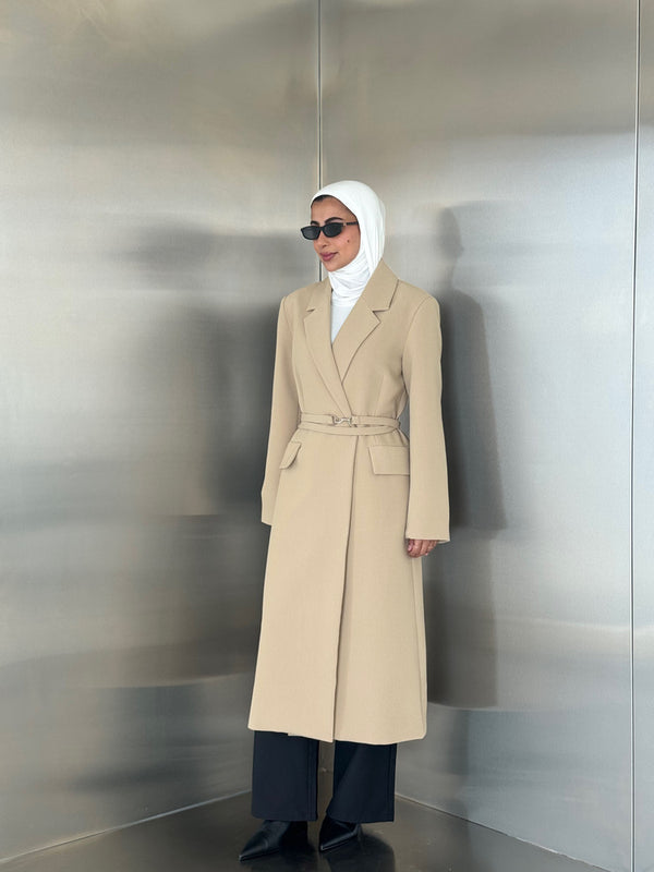 Minimalist Belted Long Blazer