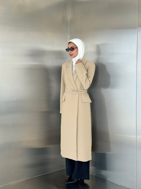 Minimalist Belted Long Blazer
