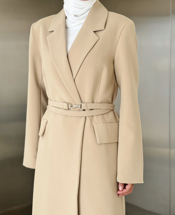 Minimalist Belted Long Blazer