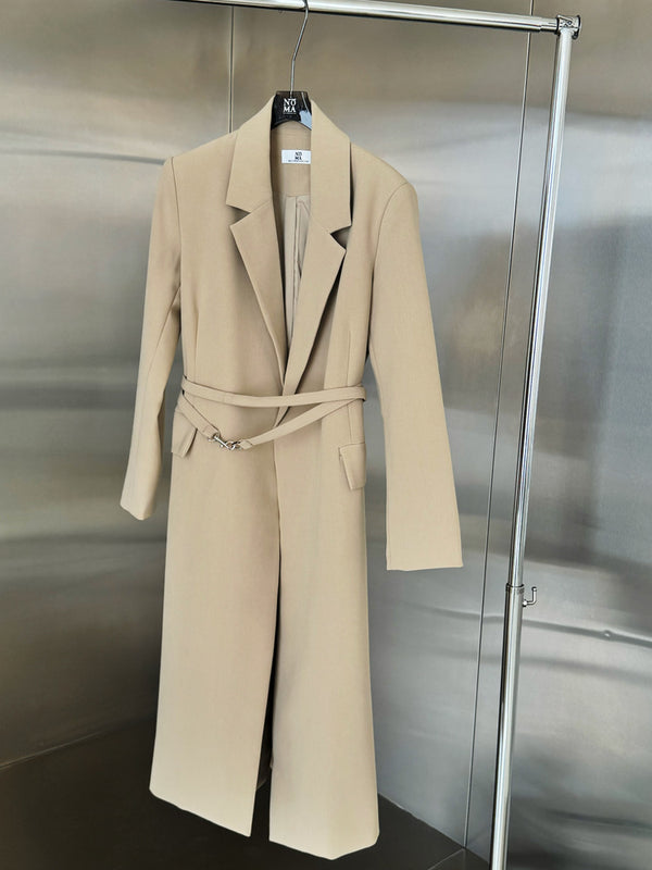 Minimalist Belted Long Blazer