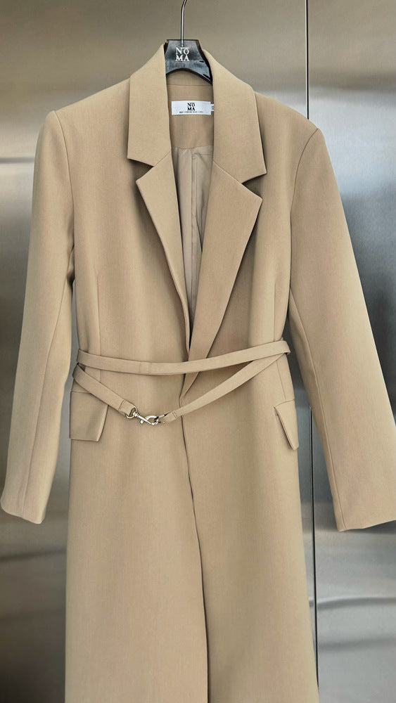 Minimalist Belted Long Blazer