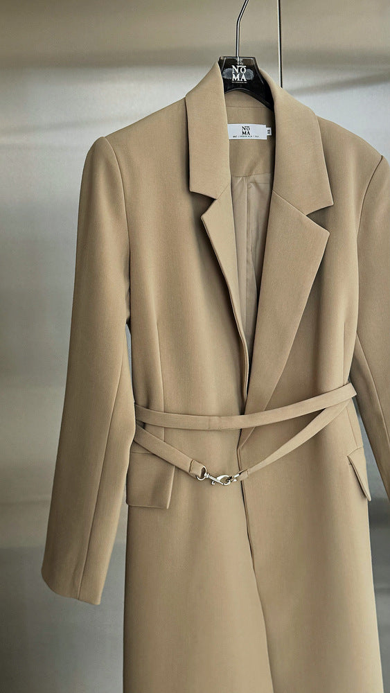 Minimalist Belted Long Blazer