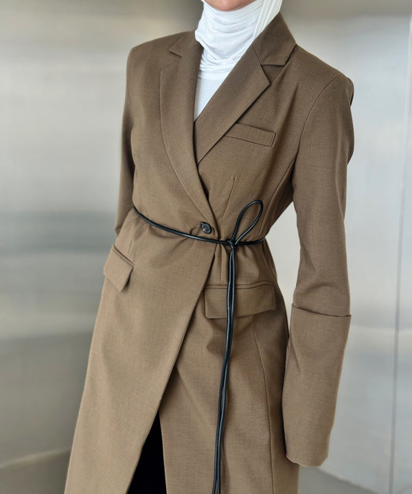 Black Belted Long BlazerX