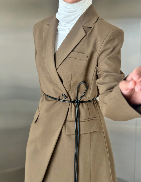 Black Belted Long BlazerX