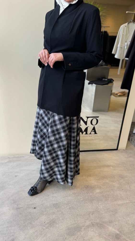 A-line Checked Slit Skirt