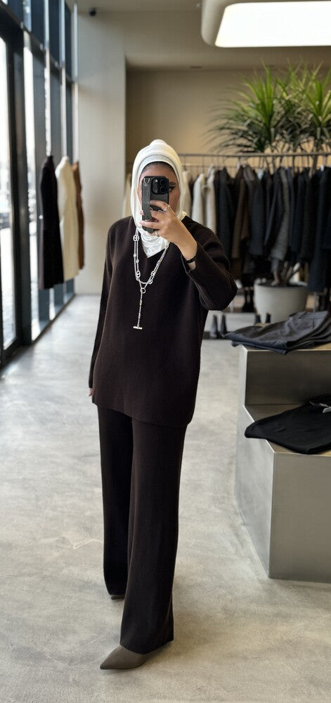 Loose Vneck Knitted Set