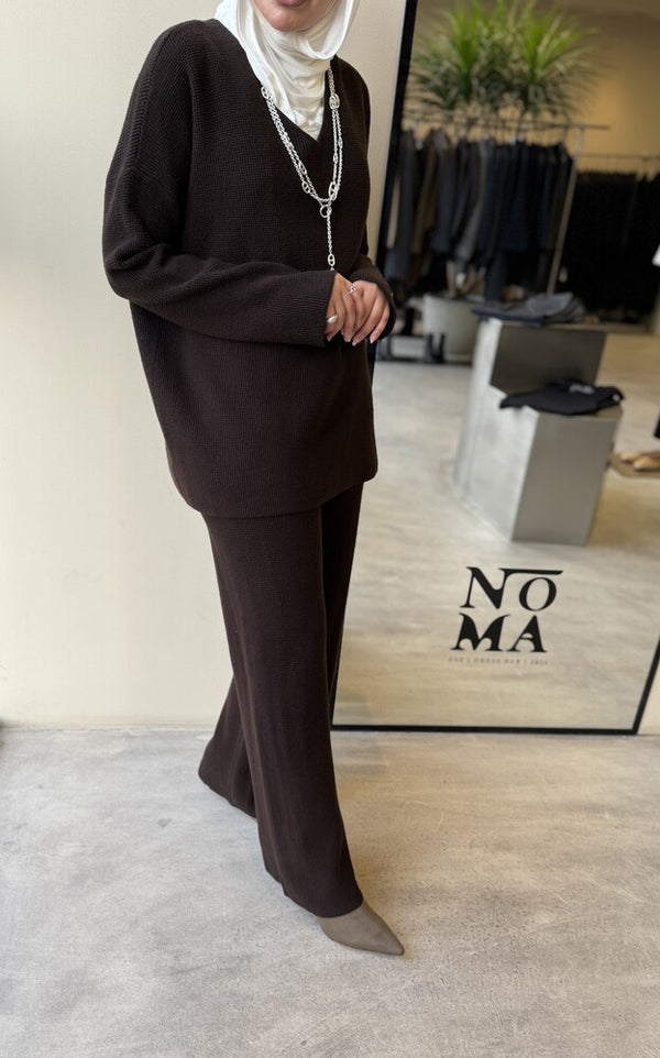 Loose Vneck Knitted Set