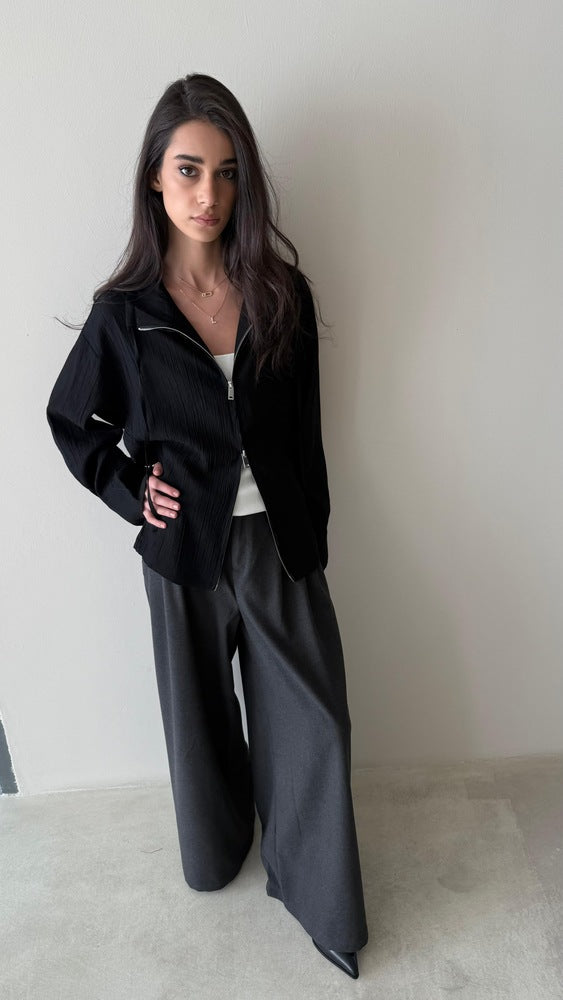 Collar Laced Zip Top