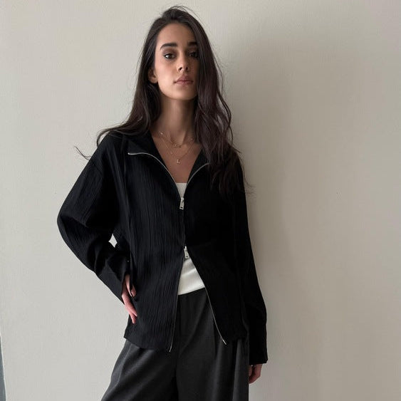 Collar Laced Zip Top