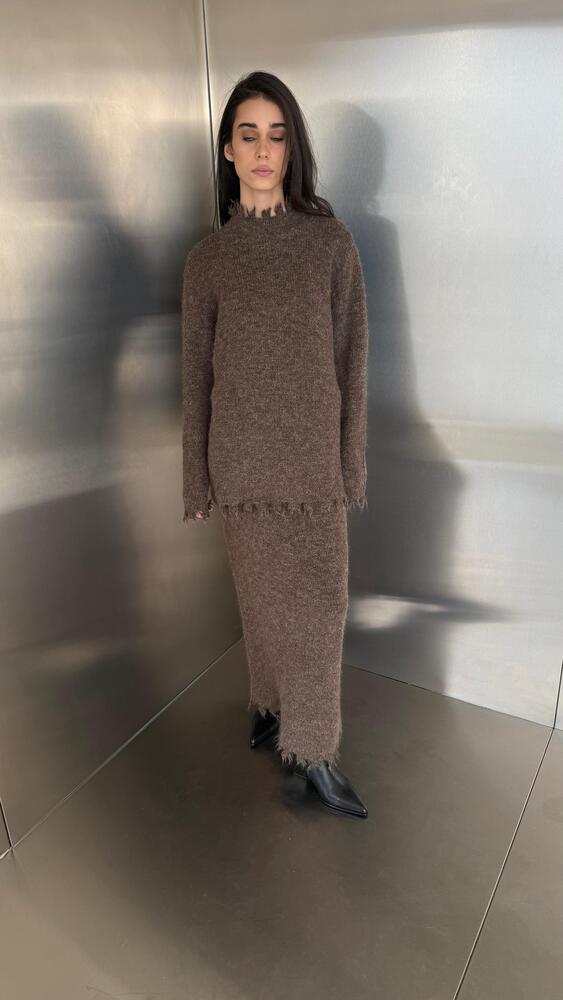 Fringed Knitted Skirt Set 2PC