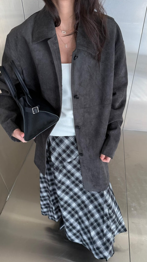 A-line Checked Slit Skirt