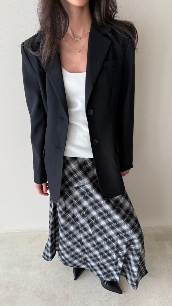 A-line Checked Slit Skirt