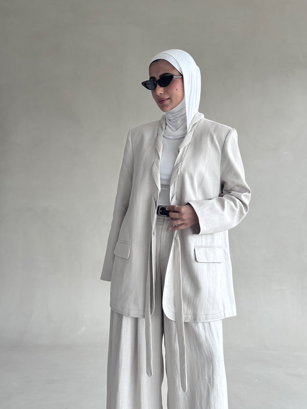 Front Interlace Belted Suit