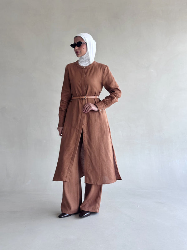 Linen Long Shirt + Pants Set