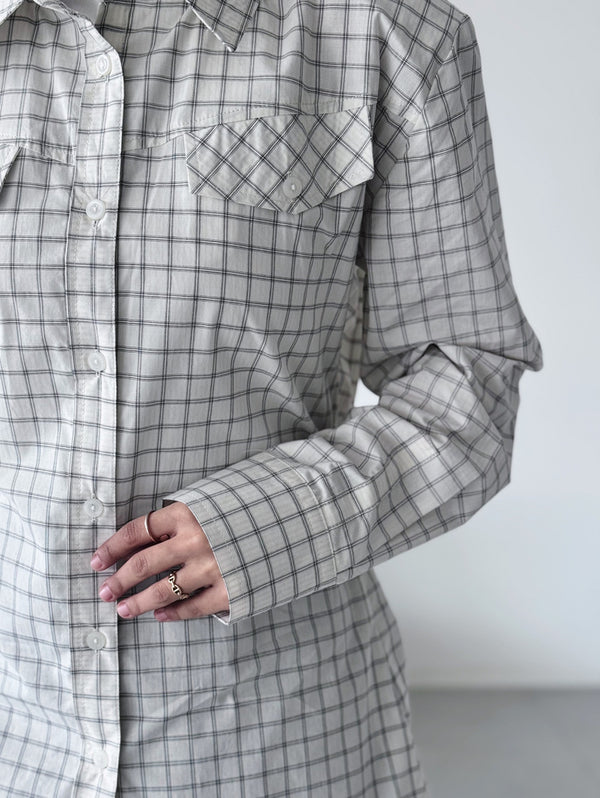Side Buttoned Plaid Shirt