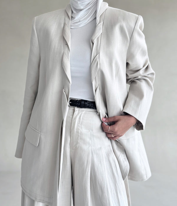 Front Interlace Belted Suit