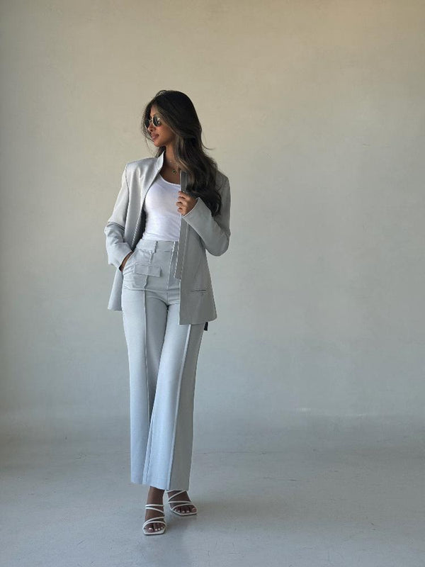 Stand Up Collar Blazer Pants Setملابس كاملة / أطقم