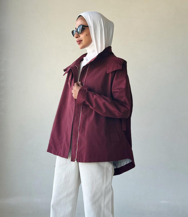 Solid Color Hooded Casual Jacketالسترات الخارجية / المعاطف