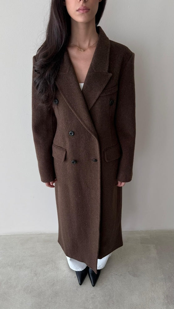 Woolen Notched Lapel Coat