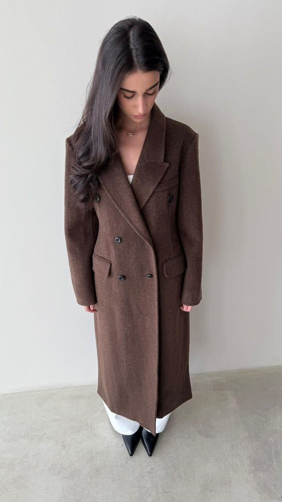 Woolen Notched Lapel Coat
